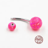 Pink Opal Navel Ring 925 Sterling Silver Belly Botton Ring