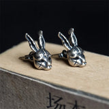 Rabbit Stud Earrings 925 Sterling Silver Gothic Ear Pin Jewelry