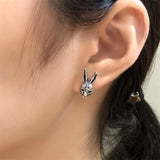 Rabbit Stud Earrings 925 Sterling Silver Gothic Ear Pin Jewelry