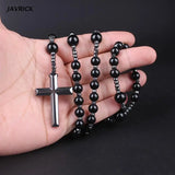 Hematite Blessing Rosary with Cross Pendant Religious Jewelry