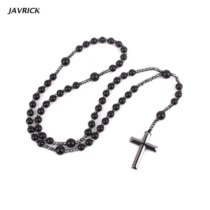 Hematite Blessing Rosary with Cross Pendant Religious Jewelry
