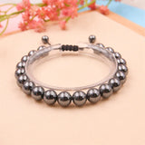 Men's Hematite Bracelet 8mm Beaded Woven Bangle