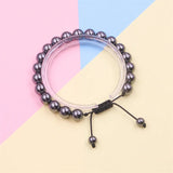 Men's Hematite Bracelet 8mm Beaded Woven Bangle