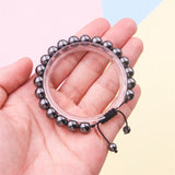 Men's Hematite Bracelet 8mm Beaded Woven Bangle