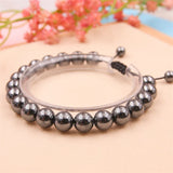 Men's Hematite Bracelet 8mm Beaded Woven Bangle