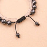 Men's Hematite Bracelet 8mm Beaded Woven Bangle