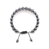 Men's Hematite Bracelet 8mm Beaded Woven Bangle