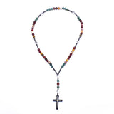Hematite Cross Pendant Christian Religious Jewelry Natural Stone Mix Rosaries
