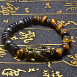 Hematite Tiger Eye Wealth Pixiu Bracelet Good Luck Unisex Beads Bracelet 10mm