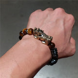 Hematite Tiger Eye Wealth Pixiu Bracelet Good Luck Unisex Beads Bracelet 10mm