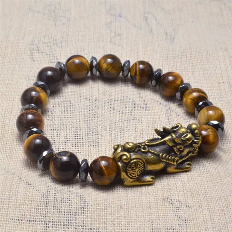 Hematite Tiger Eye Fengshui Pixiu Bracelet 10mm