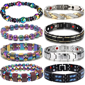 Hematite Magnetic Therapy Bracelet Lymph Drainage Detox Slimming Bracelet