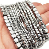 Hematite Natural Stone Silver Cube Spacer Beads 2/3/4/6MM