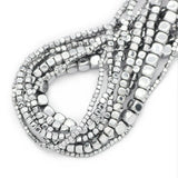 Hematite Natural Stone Silver Cube Spacer Beads 2/3/4/6MM