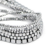 Hematite Natural Stone Silver Cube Spacer Beads 2/3/4/6MM