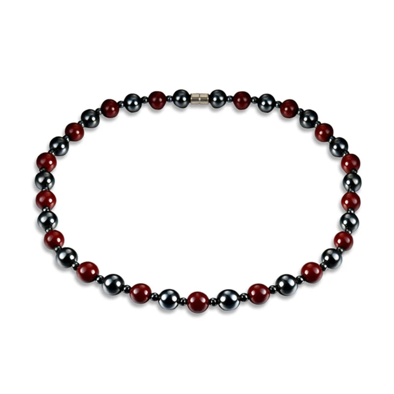 Hematite Magnetic Therapy Necklace Red Beads