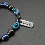 Hematite Evil Eye Bracelet with HOPE Charms Beaded Jewelry