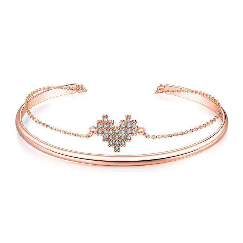 Hemiston Copper Women's Bracelet with Zircon Heart