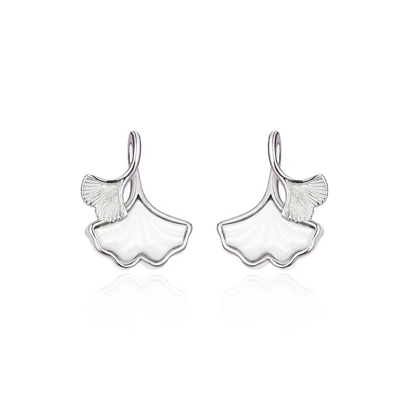 Hemiston Fritillaria Ginkgo Zircon 925 Silver Earrings Gift