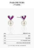 Hemiston Pearl Red Zircon Heart 925 Silver Earrings Gift