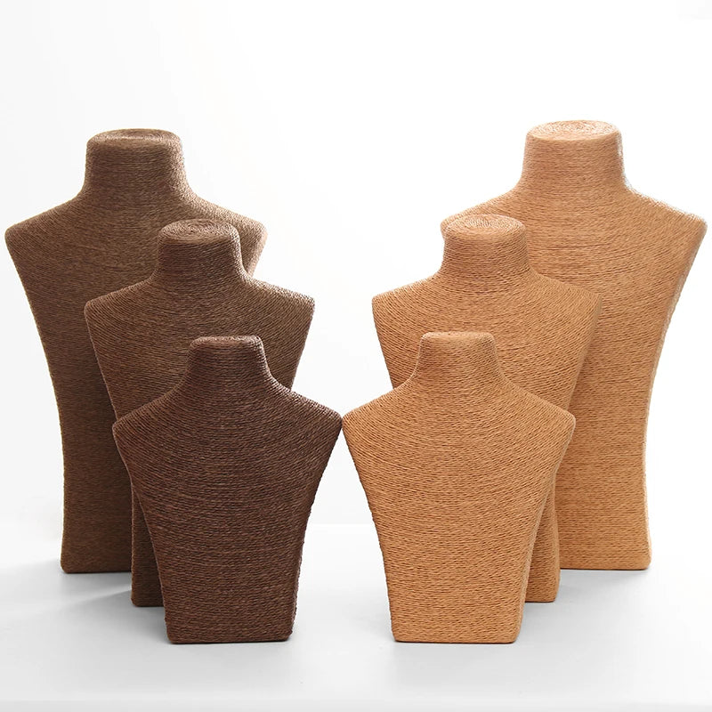 Hemp Rope Mannequin Necklace Display Stand Holder