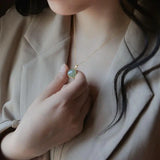 Hengqiao S925 Sterling Silver Gray Jade Pendant Geometric Lady Necklace Pendant