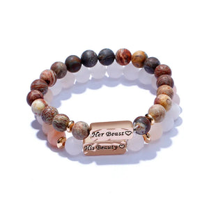 Natural Stone Couple Bracelet Charm Bracelets & Bangles Bijoux