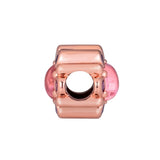 Radiant Pink CZ Charm Beads Sterling Silver Bracelet DIY