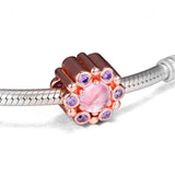 Radiant Pink CZ Charm Beads Sterling Silver Bracelet DIY