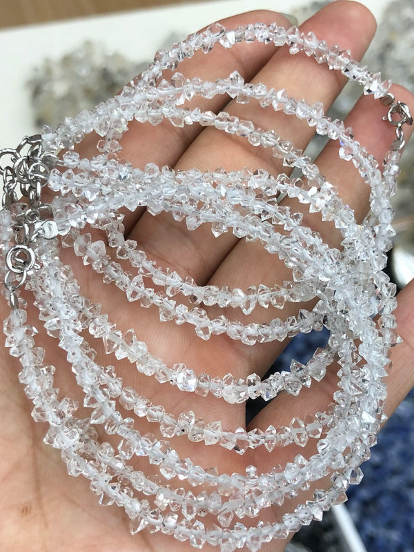 Herkimer Diamond Baroque Faceted Bracelet S925 Clasp 7.5in