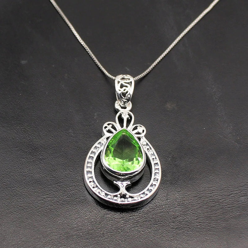 Hermosa Antique Green Topaz Pendant Necklace 46mm A387