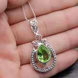 Hermosa Antique Green Topaz Pendant Necklace 46mm A387