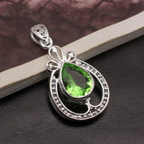 Hermosa Antique Green Topaz Pendant Necklace 46mm A387