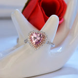 LOVE HEART Wedding Promise Ring Size 6 7 8 9 Pink Topazz Kunziite