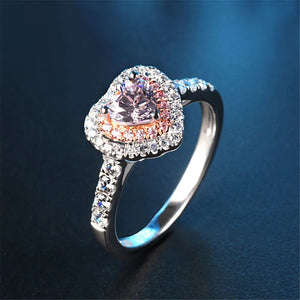 LOVE HEART Wedding Promise Ring Size 6 7 8 9 Pink Topazz Kunziite