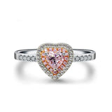 LOVE HEART Wedding Promise Ring Size 6 7 8 9 Pink Topazz Kunziite