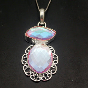 Colorful FireTopaz Charms Pendant Necklace Jewelry Gift