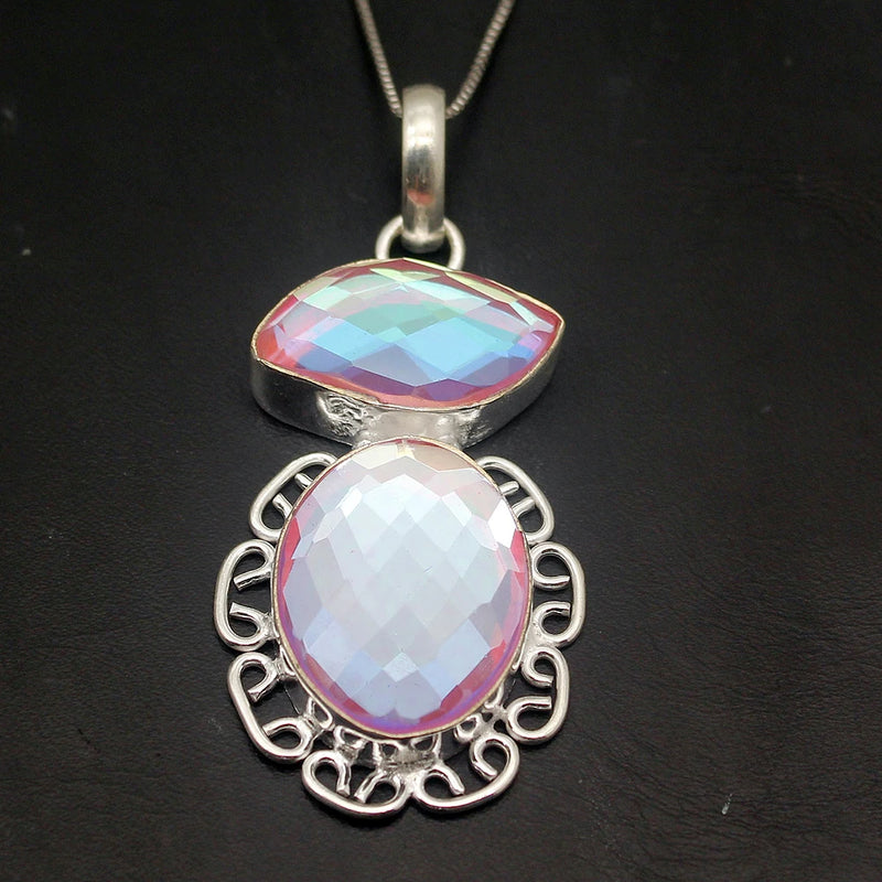 Colorful FireTopaz Charms Pendant Necklace Jewelry Gift