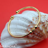 Women Bracelet Whitetopaz Yellow Plated Open Cuff Bangle HBG0010