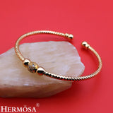 Women Bracelet Whitetopaz Yellow Plated Open Cuff Bangle HBG0010