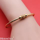Women Bracelet Whitetopaz Yellow Plated Open Cuff Bangle HBG0010