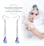 Aurore Boreale Crystal Long Dangle Earrings Austrian Crystal Teardrop