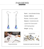 Aurore Boreale Crystal Long Dangle Earrings Austrian Crystal Teardrop