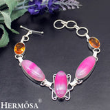 Natural Honeytopaz BotswanaAgate Chain Bracelet 8.25 Inch