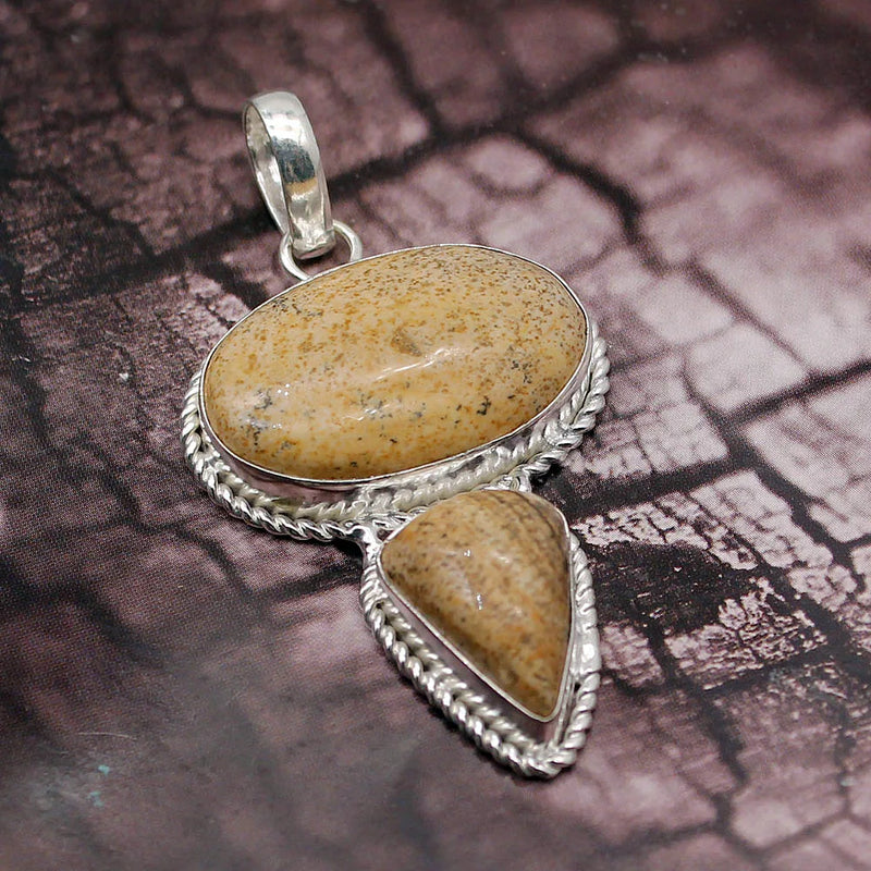 Exotic Ocean Jasper Necklace Pendant Charms 2 1/4 Inch
