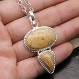 Exotic Ocean Jasper Necklace Pendant Charms 2 1/4 Inch
