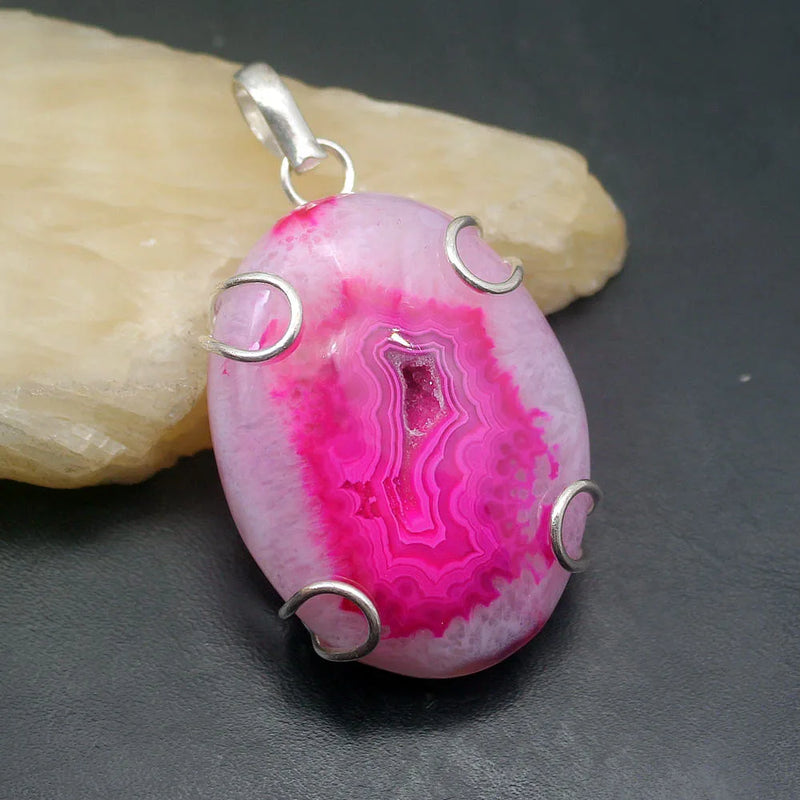 Natural Druzy Necklace Pendant Charms 2 3/8 Inch A628