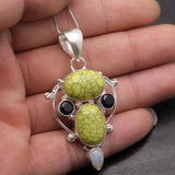 White Moonstone Turquoise Black Onyx Charms Pendant Necklace