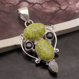 White Moonstone Turquoise Black Onyx Charms Pendant Necklace