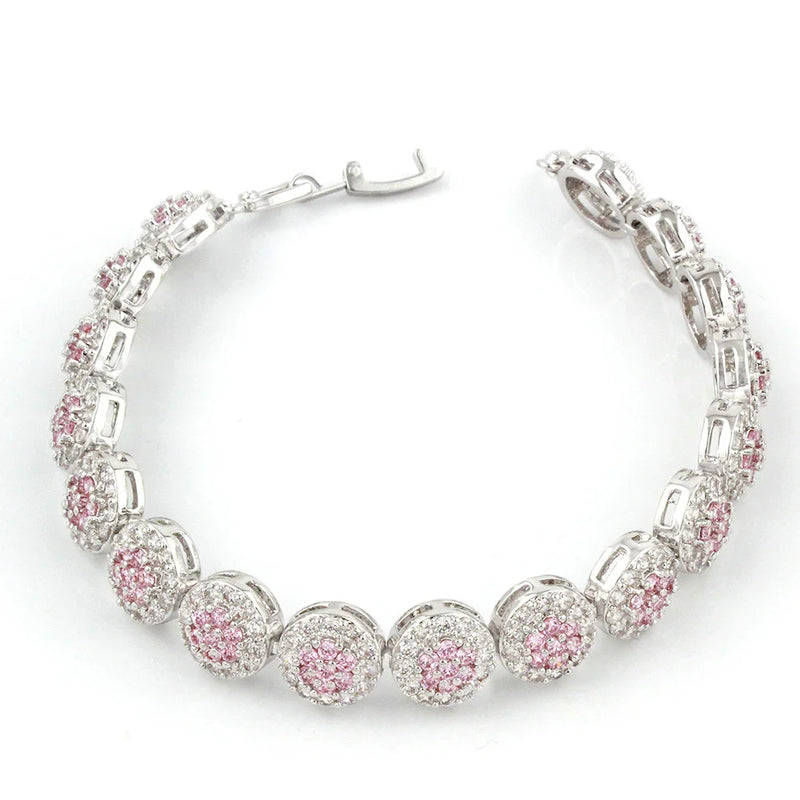 Pink Kunzite WhiteTopaz Bracelet For Women